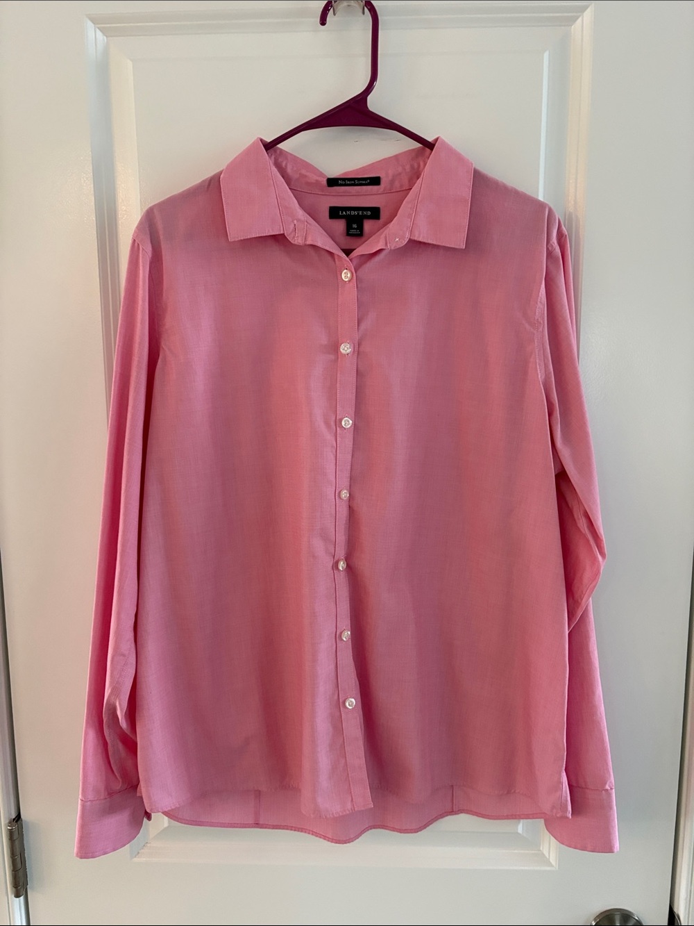 Kate Landry Pink Button-Front Long-Sleeve Blouse